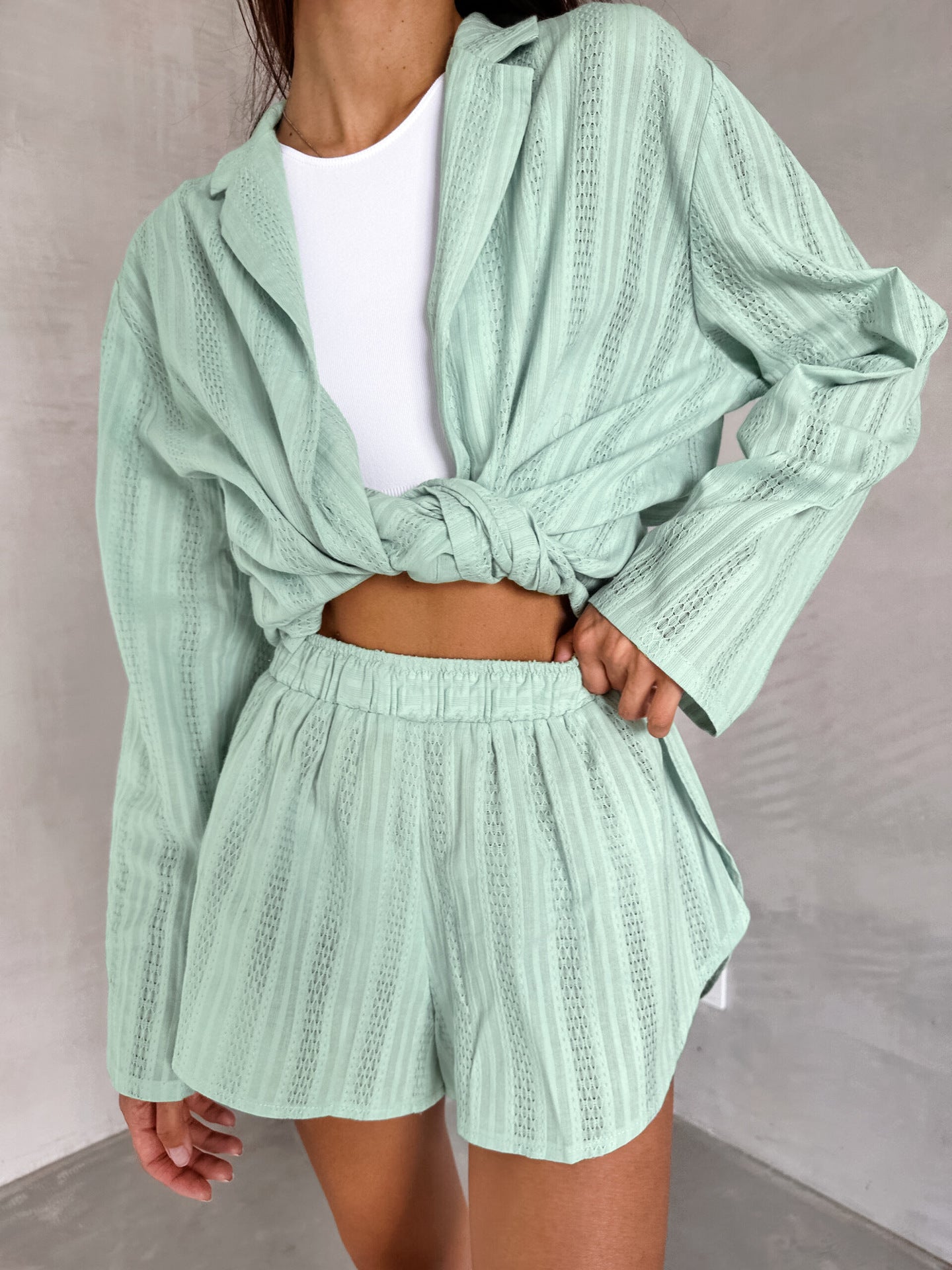 Pyjama cardigan coton manches longues deux pièces