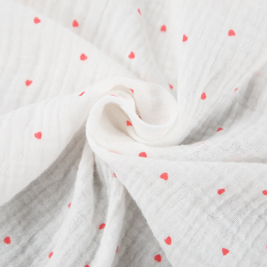 Pyjama Coton à Manches Longues et Short, Motif Cœur