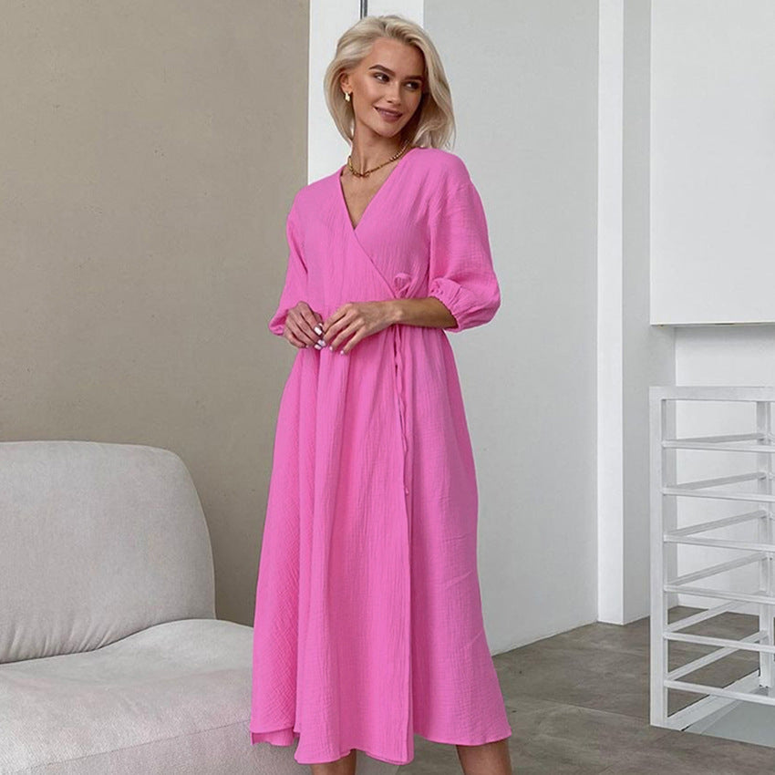 Pyjama robe longue en coton pur