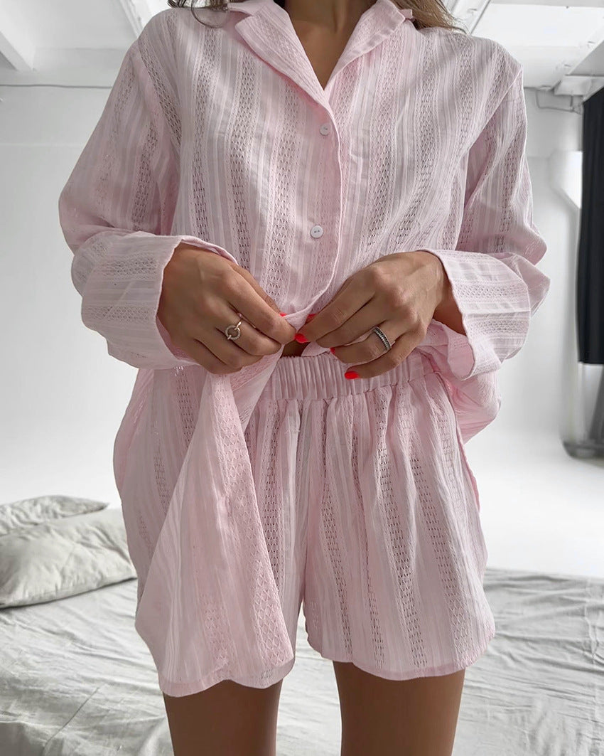 Pyjama cardigan coton manches longues deux pièces
