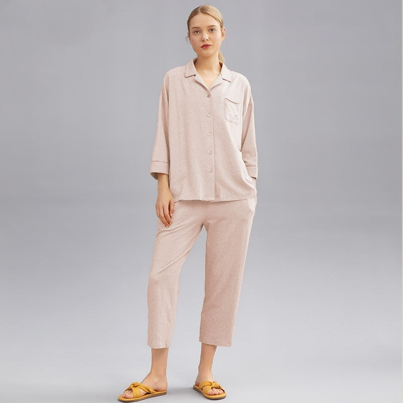 Pyjama Long en Coton Pur pour la Maison