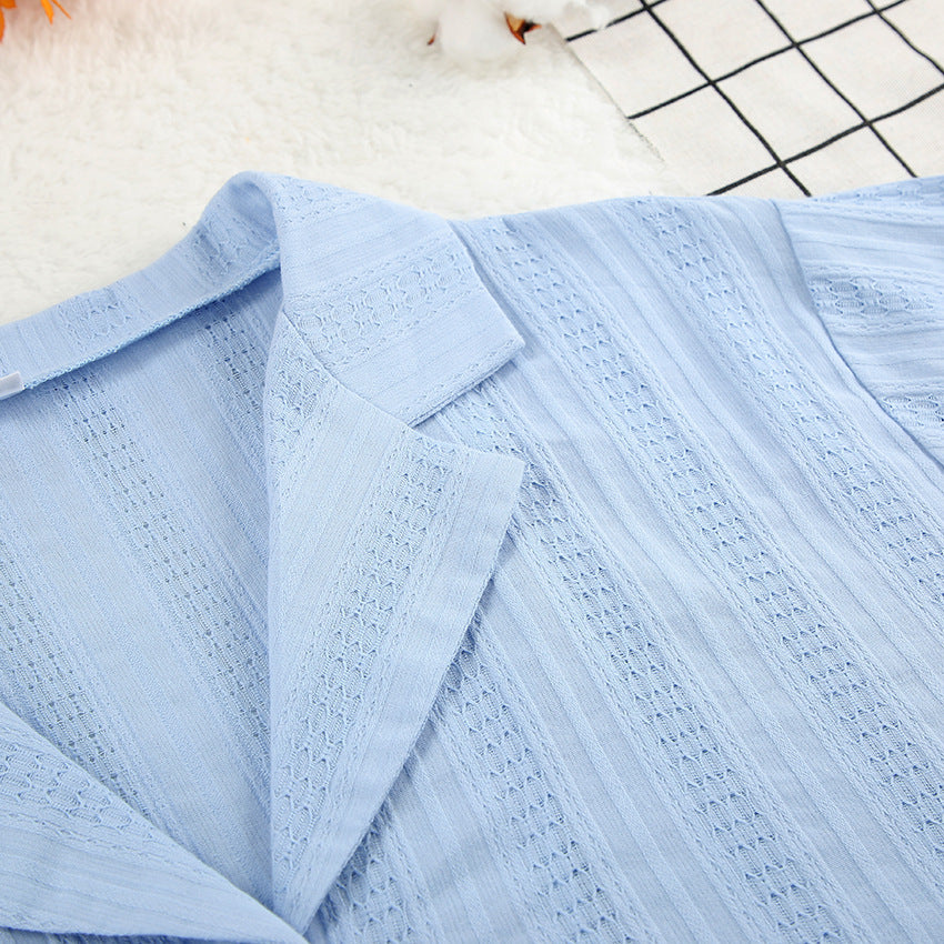 Pyjama cardigan coton manches longues deux pièces
