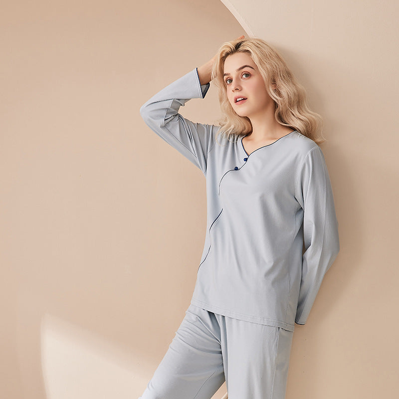 Pyjama manches longues, pantalon, en coton modal
