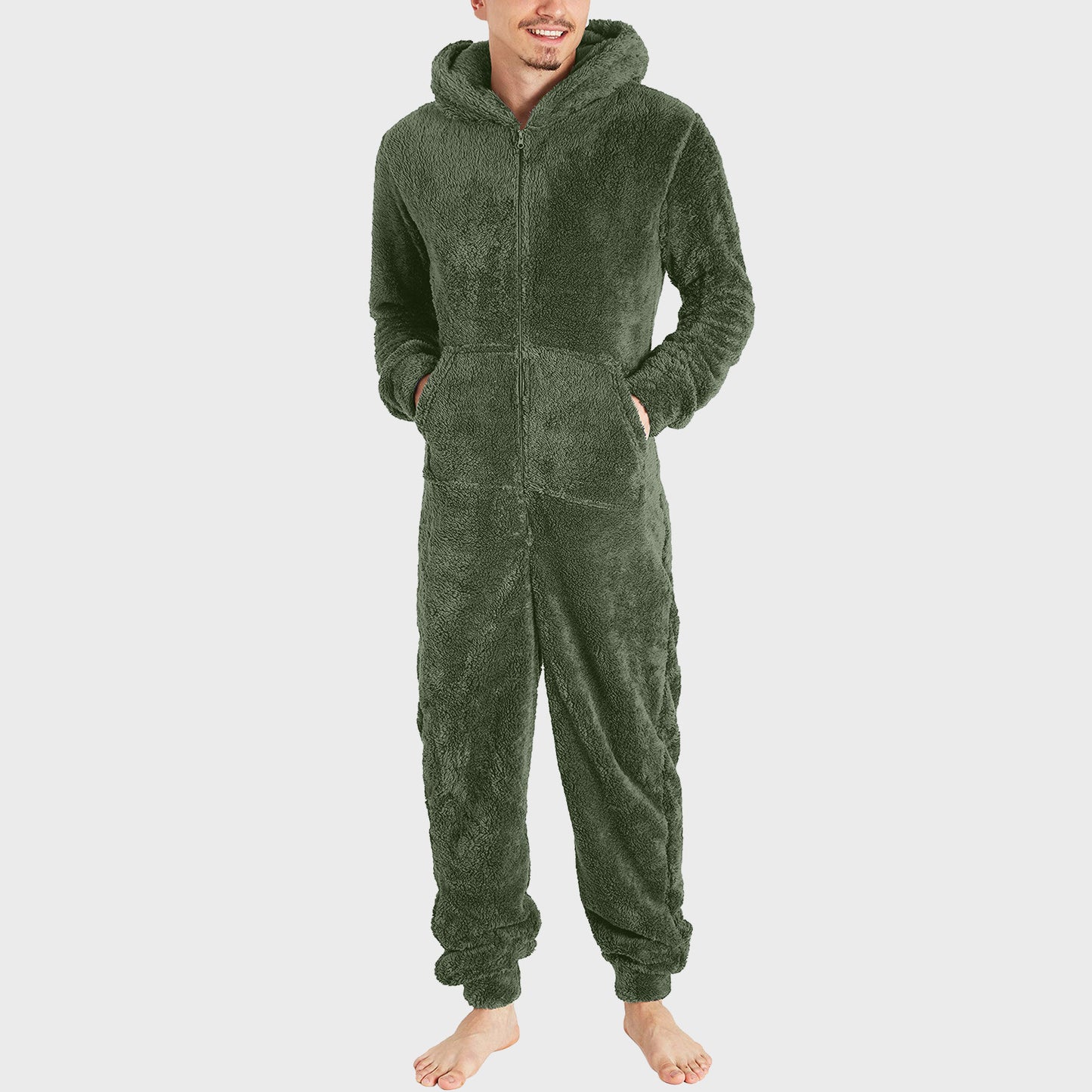 Pyjama thermiqueen peluche à fermeture éclair pour homme.