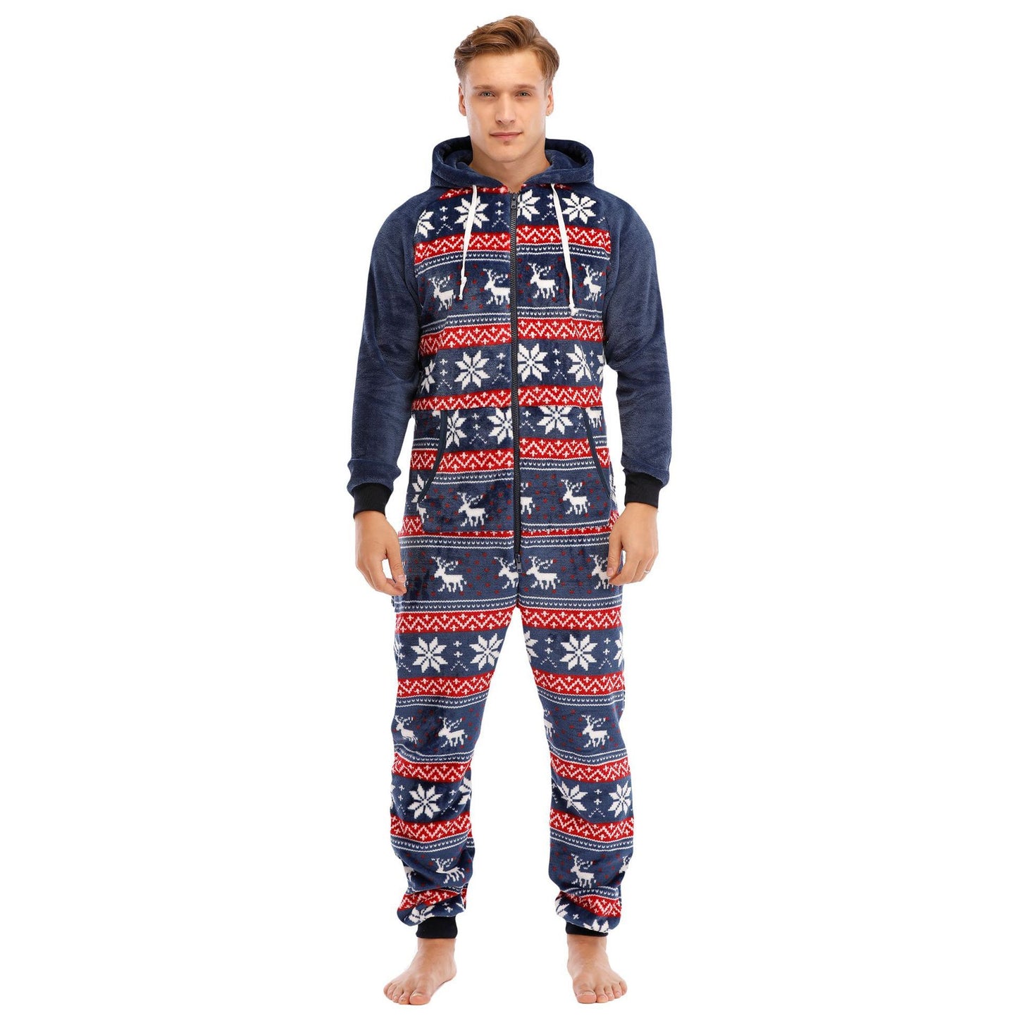 Pyjama une pièce en flanelle de Noël pour homme, vêtement de détente.