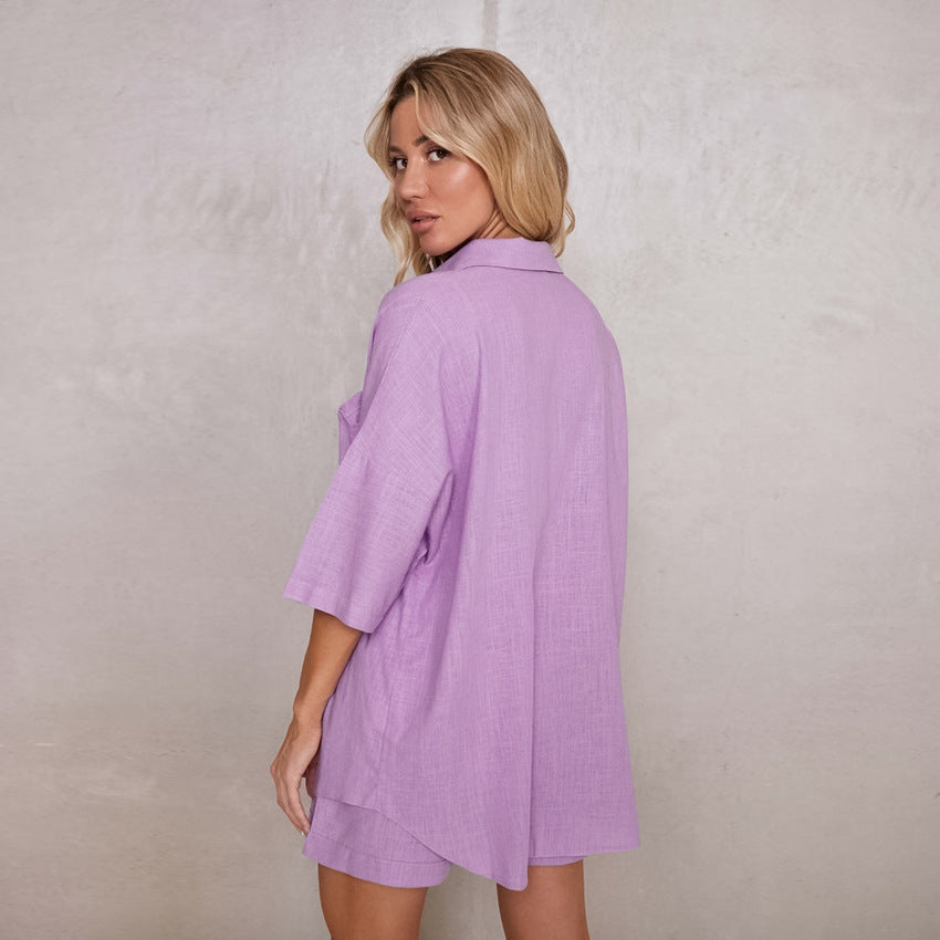 Pyjama Été en Coton et Chanvre – chemise et Short