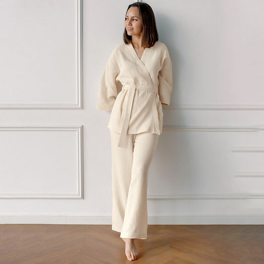 Ensemble pyjama en crêpe de coton japonais