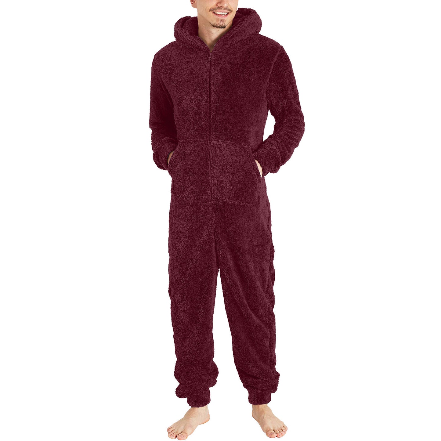 Pyjama thermiqueen peluche à fermeture éclair pour homme.