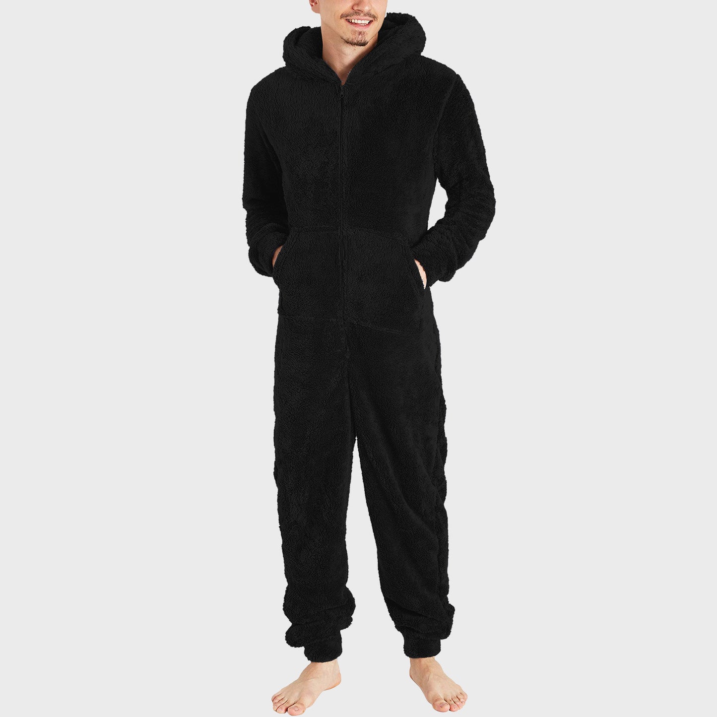 Pyjama thermiqueen peluche à fermeture éclair pour homme.