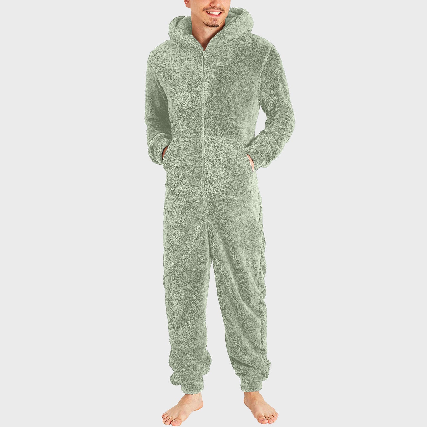 Pyjama thermiqueen peluche à fermeture éclair pour homme.