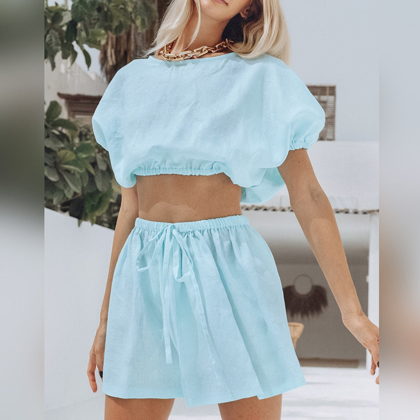 Pyjama en coton et lin style français