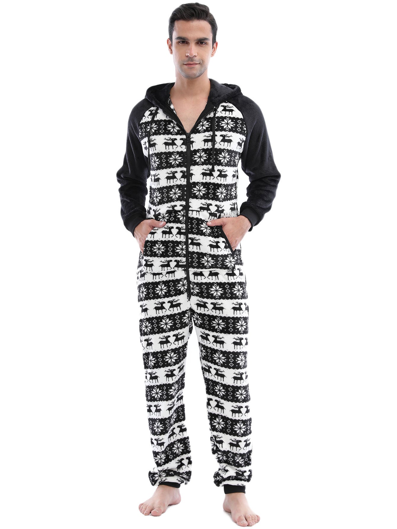 Pyjama une pièce en flanelle de Noël pour homme, vêtement de détente.