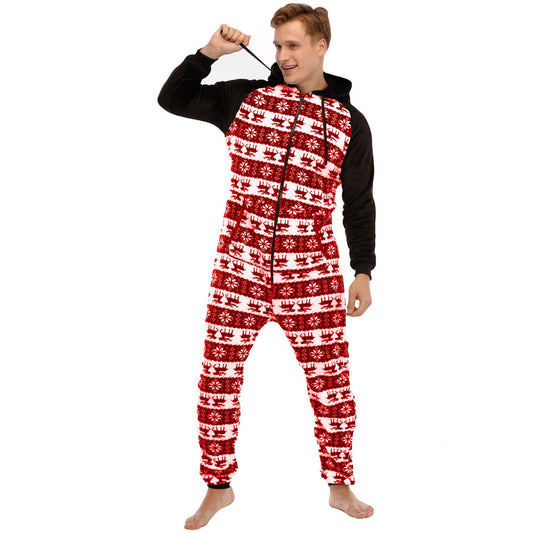 Pyjama une pièce en flanelle de Noël pour homme, vêtement de détente.