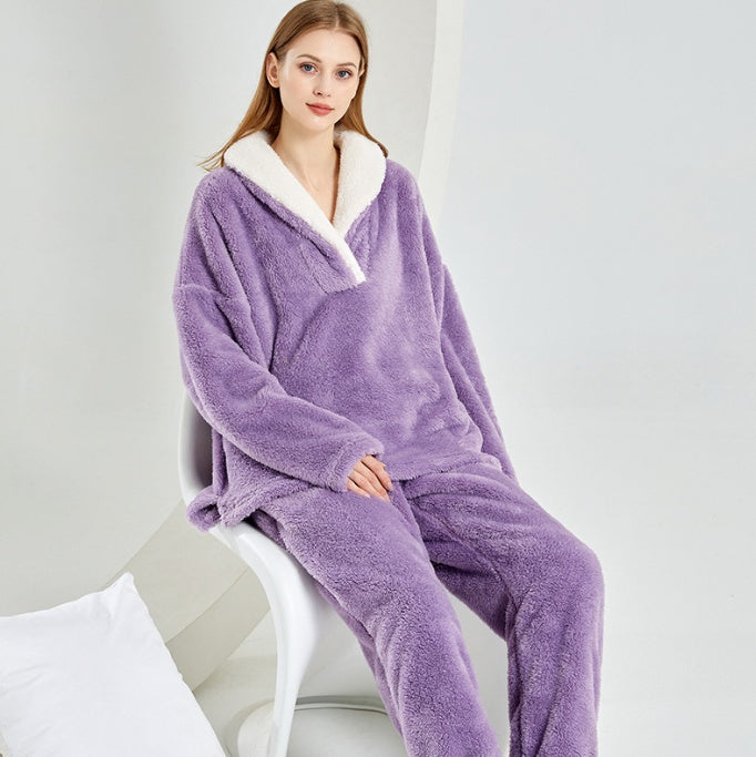 Ensemble de Pyjamas en Flanelle Épais pour Couples