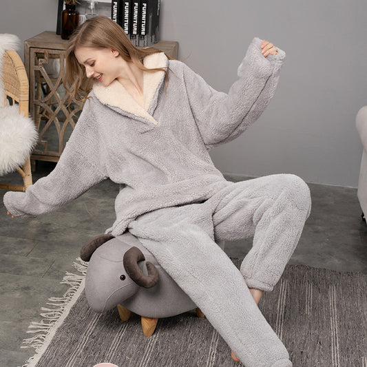 Ensemble de Pyjamas en Flanelle Épais pour Couples