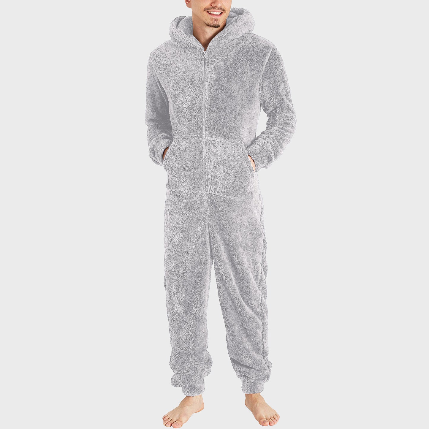 Pyjama thermiqueen peluche à fermeture éclair pour homme.