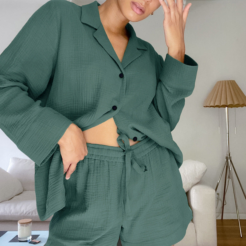 Pyjama Femme en Mousseline de Coton Verte