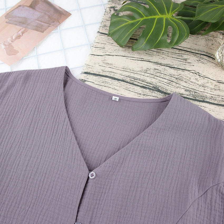 Pyjama Long d'Été en Coton Style Européen et Américain
