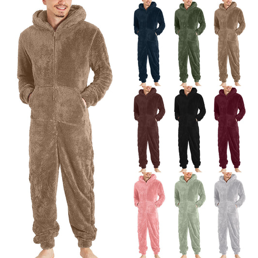 Pyjama thermiqueen peluche à fermeture éclair pour homme.