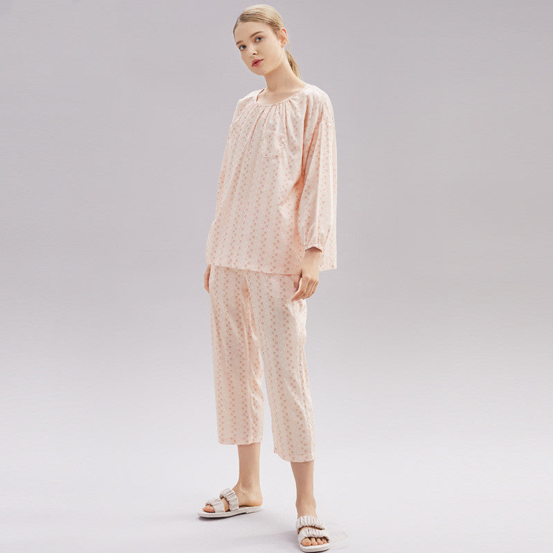 Pyjama en coton pour femme, à manches longues, léger et parfait pour le printemps.