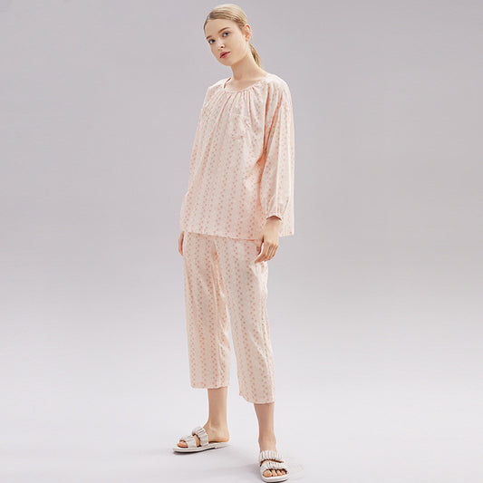 Pyjama en coton pour femme, à manches longues, léger et parfait pour le printemps.