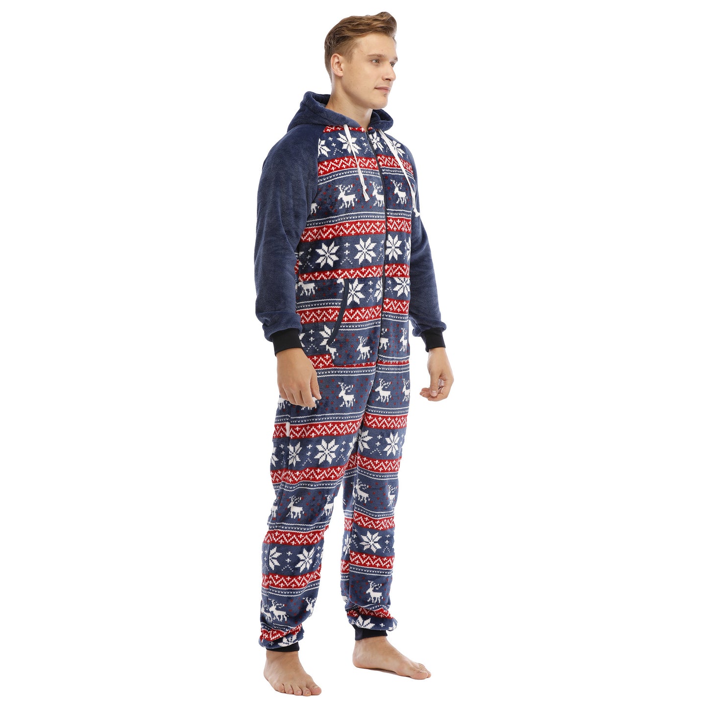 Pyjama une pièce en flanelle de Noël pour homme, vêtement de détente.