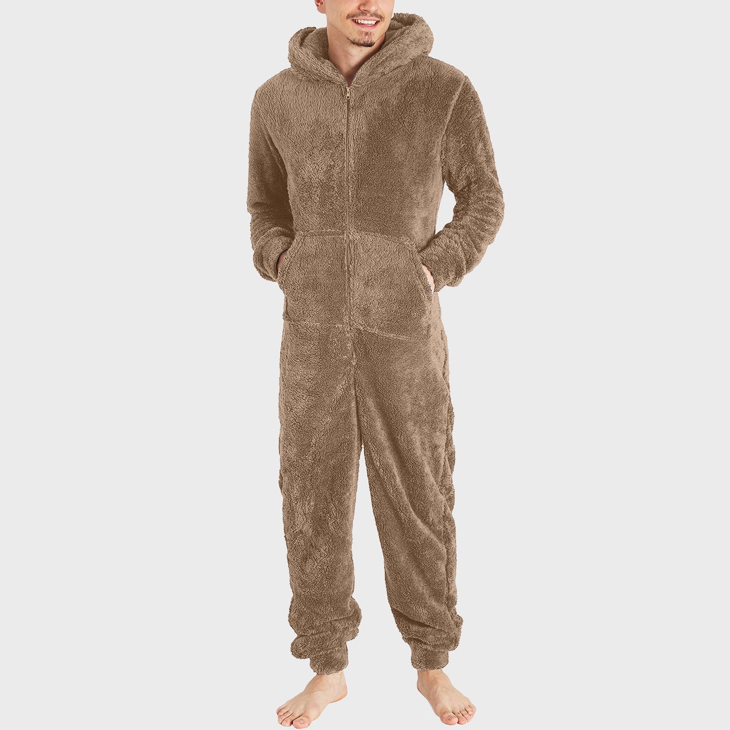 Pyjama thermiqueen peluche à fermeture éclair pour homme.