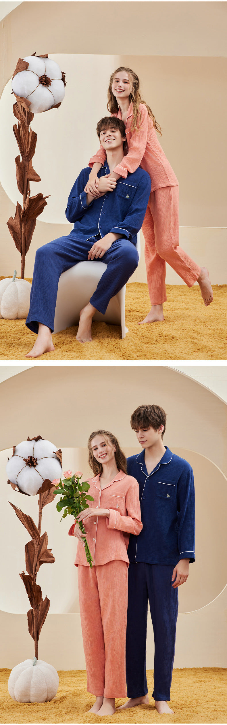 Pyjama Femme en Coton Crêpe à Double Couche