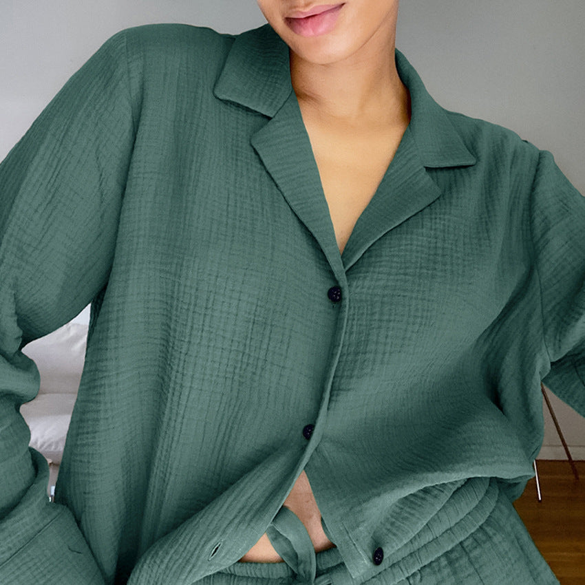 Pyjama Femme en Mousseline de Coton Verte