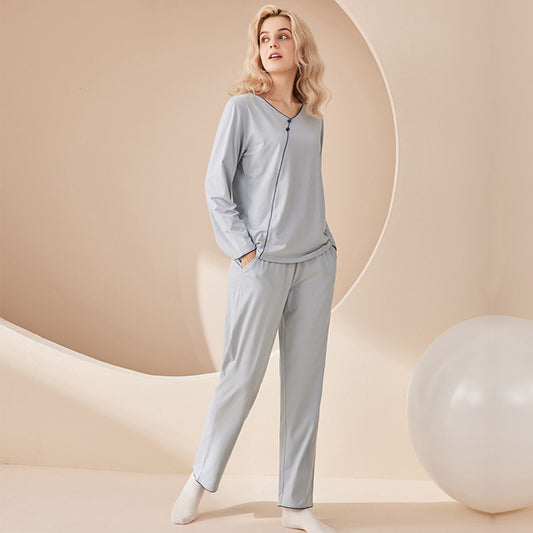 Pyjama  manches longues, pantalon, en coton modal