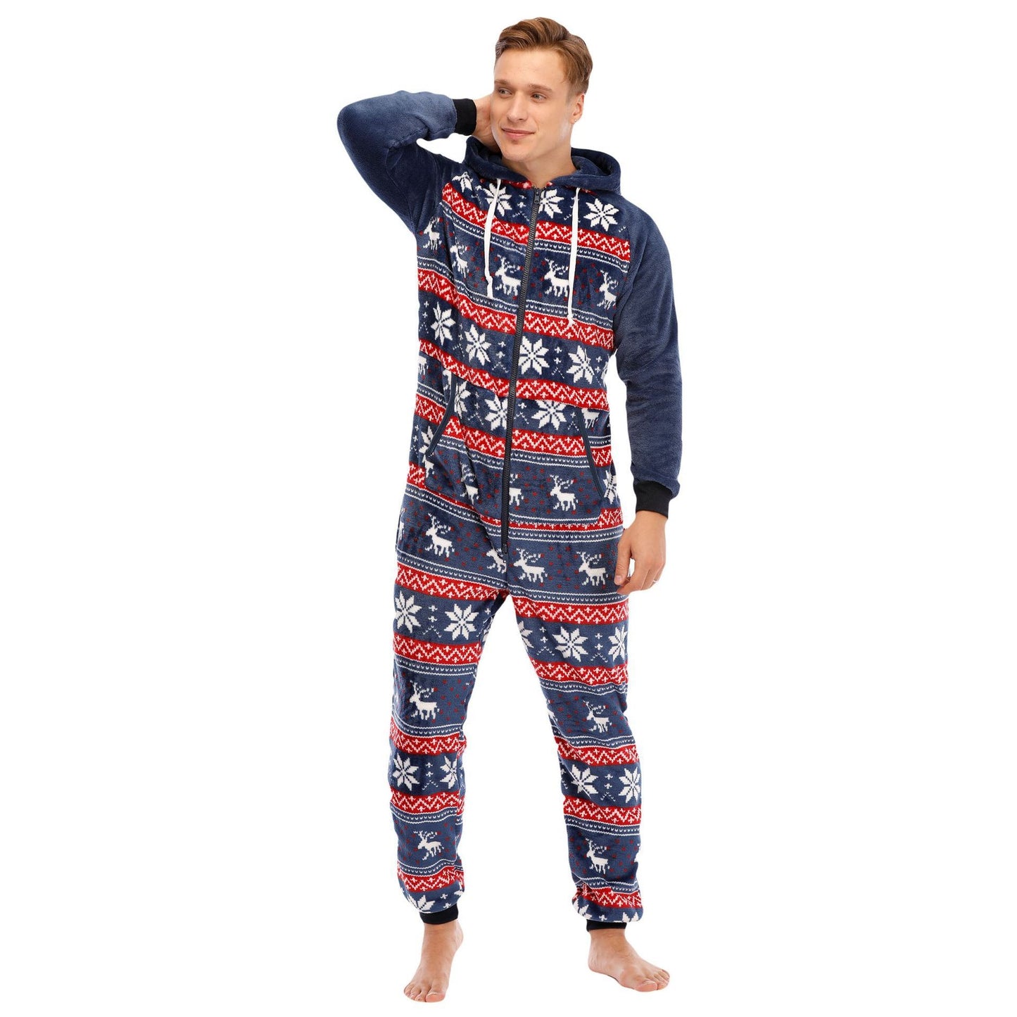 Pyjama une pièce en flanelle de Noël pour homme, vêtement de détente.