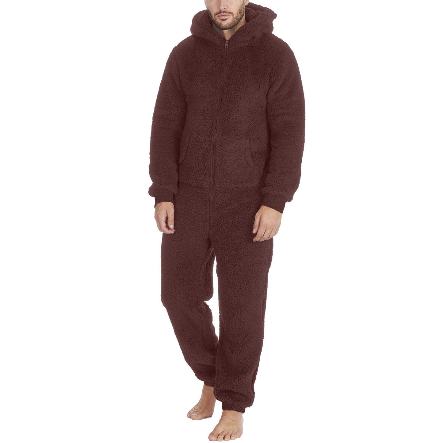 Pyjama thermiqueen peluche à fermeture éclair pour homme.